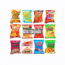 a variety of snacks with cho toioishi in the upper right corner