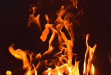 a close up of flames on a dark background
