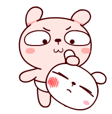 Cute Rabbit Emoji Beating Sticker - Cute Rabbit Emoji Beating Angry Stickers