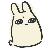 a black and white drawing of a rabbit with a sad look on its face
