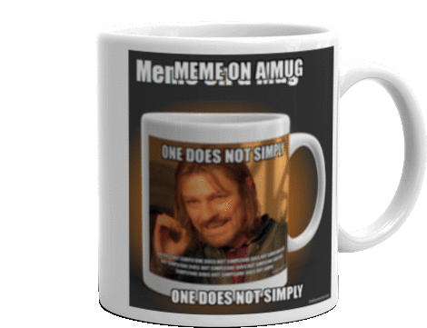 One Does Not Simply Meme On A Mug Sticker - One Does Not Simply Meme On A Mug Stickers