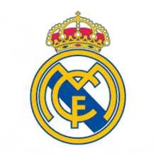 the real madrid logo has a red crown on top