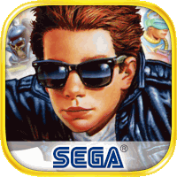 a sega logo with a picture of a young man