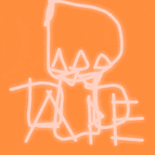 an orange background with a drawing of a skull and the word tape
