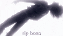 a silhouette of a person with the words rip bozo below