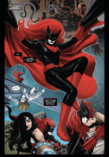 a page from a comic book shows a woman in a batman costume