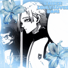 a black and white drawing of a man with the words kaiser a lonely love skmi on the bottom