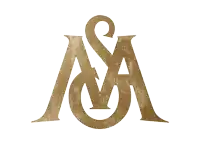 a gold letter w with a circle around it