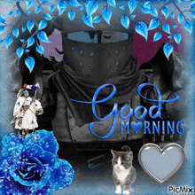 a picture of a knight and a cat with the words good morning