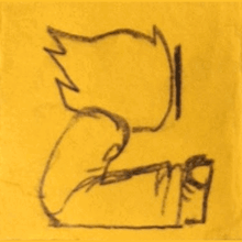 a drawing of a cartoon character wearing sunglasses on a piece of paper .