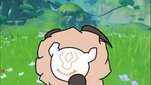a cartoon drawing of a sheep with a smiley face on its face
