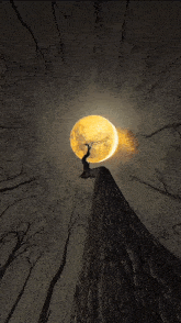 looking up at a tree trunk with a full moon behind it