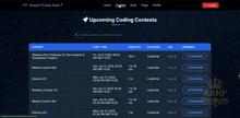 a screenshot of the upcoming coding contests on smart code hub