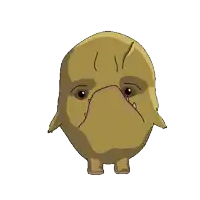 a cartoon drawing of a potato with its mouth open and green liquid coming out of it 's mouth