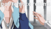 a person touching another person 's face with the words pot remote realms in the background