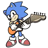 a cartoon of sonic the hedgehog holding a guitar