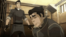 a cartoon of a man standing next to another man