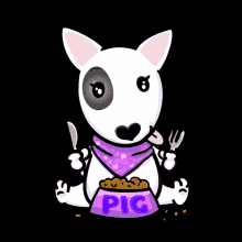 bull terrier bull terriers hungry dog eating dog dog food