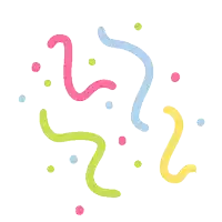 a bunch of colorful ribbons and confetti on a white background