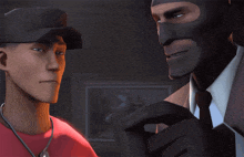 a cartoon of a spy and a soldier with the words say that again on the bottom