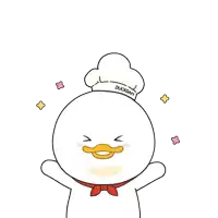 a cartoon of a duck wearing a chef 's hat with the word duckdah on it