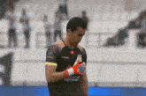 a soccer player wearing a jersey that says hummel on it