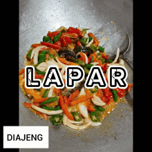 a picture of a stir fry with the word lapar above it