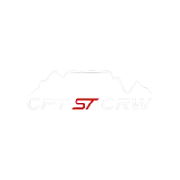 a logo for a company called cpt st crw with a mountain in the background