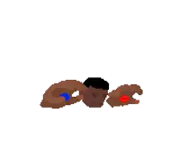 a pixel art drawing of a boxer with a red glove on his hand