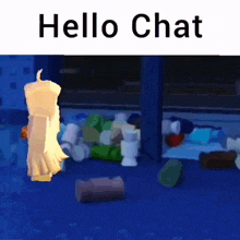 a picture of a candle with the words hello chat on it