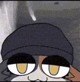 a close up of a cartoon character wearing a hat and a mustache .
