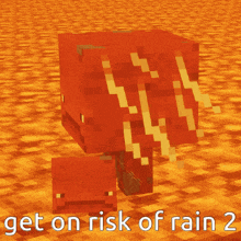 a picture of a minecraft character with the words get on risk of rain 2 below it