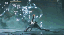 a video game is being played with a character 's stats displayed on the screen