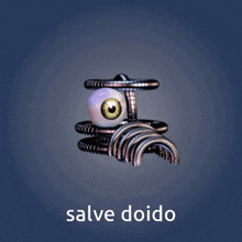 five nights at freddy 's foxy says " salve doido " on a dark blue background