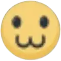 a close up of a yellow smiley face with a mustache .