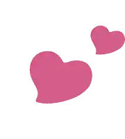 two pink hearts on a white background floating in the air