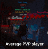 a drawing of a row of boxes with the words " average pvp player " below them