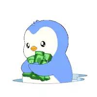 a cartoon drawing of a condom with a stack of money on top of it