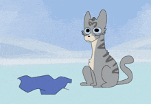 a cartoon drawing of two cats one of which has a heart on its tail