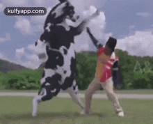 Cow Fight.Gif GIF - Cow Fight Vadivelu Comedian GIFs
