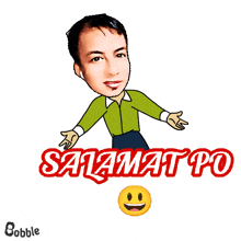a cartoon of a man with his arms outstretched and the words " salamat po " below him