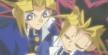 a couple of anime characters are standing next to each other