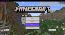 a screenshot of a game called minecraft with a waterfall and trees in the background