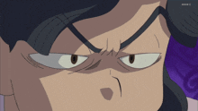 a close up of a cartoon character 's face with the letters nhk visible