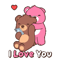 a cartoon of two teddy bears hugging each other with the words i love you on the bottom