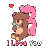 a cartoon of two teddy bears hugging each other with the words i love you on the bottom