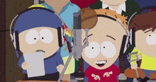 a group of south park characters are wearing headphones