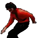 a pixel art of a man in a red shirt dancing