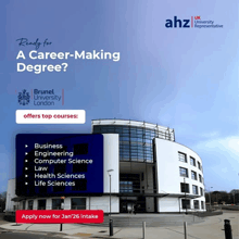 a poster for brunel university london offers top courses
