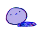 a pixel art drawing of a purple circle with a purple object in the background .